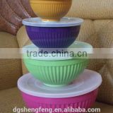 6-Piece Bright Coloured Mixing Stacking Storage Bowls With Lids Melamine