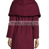 OEM Wholesale Hi-end Fall Winter New Pant Coat Design Woman's Wool Coat thumbnail-2