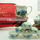 Hand Painted Chrysanthemum Flower Portable Travel Tea Set thumbnail-1
