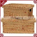 Double Handles With Lid Desing Water Hyacinth Manufactures of Straw Baskets thumbnail-2