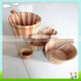 Handmade Wooden Barrel or Wooden Bucket With Water thumbnail-1