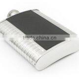4 OZ Flagon With Black Twill Leather Hip Flask thumbnail-5