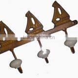 Metal Decorative BOATS Hook With Ceramic Knobs, Home Decoration Hook, Metal Wall Art Hooks, European Style Hook, Vintage Hooks thumbnail-1