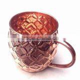 BPA FREE 100% COPPERTISAN MOSCOW MULE MUG, NEW ARRIVAL EMBOSSED BARREL SHAPE PURE COPPER MOSCOW MULE MUG thumbnail-1