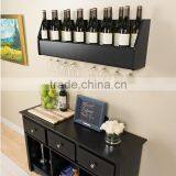 MDF Wooden Wall Mounted Wine Display With Stemware Holder New Design Wall Shelf for Wine Holder Floating Wine Rack thumbnail-1