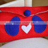 Best Selling Funny Fabric Mobile Cover Card Case Wool Felted Ladies Cell Phone Pouch With Handsewn Blue Birds White Hearts thumbnail-1