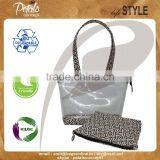 Transparent See Through Hand Bag With Removable Travel Bag - Made From Canvas With Exclusive Print & With Hand Bead Work - Hot thumbnail-2
