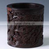 Chinese Unique Wooden Carving Pencil Vase Brush Pot Handicraft thumbnail-1
