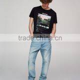 100% Cotton Fashion Design Custom Printing Shirts Mens Black T-shirt thumbnail-6