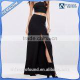 Ladies Fashion Clothing Black Color Thigh Split Long Maxi Skirt thumbnail-1