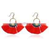 Bohemian Ethnic Jewelry Handmade Colorful Tassel Hoop Earrings thumbnail-2