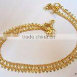 Gold TONE CHAIN ANKLETS PAYAL Pair Foot Chain thumbnail-2