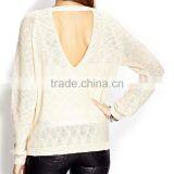 Custom Crew Neck Slub Knitted Pullover Sweater With Back Opening thumbnail-2