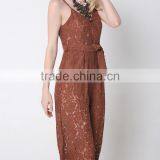 M783 D.Y Fashion 2016 Women Gallus Lace V-neck Bowknot Jumpsuit Pants thumbnail-3