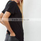 Black Women Ripped Cut Out Elongated t Shirt of Coton Material thumbnail-4