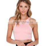 Women's Solid Color Basic Sleeveless Tank Crop Top Sports T Shirts thumbnail-3