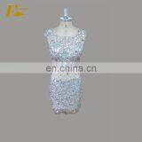 Luxury Crystal Beaded Cap Sleeve See Through Tulle Sexy Short Formal Cocktail Dresses thumbnail-1