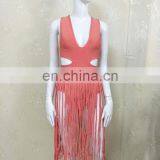 Womens Sexy V Neck Backless Tassels Sexy Night Club Dresses thumbnail-5