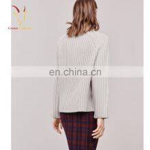 Ribbed Merino Wool Clothing Pullover Sweater for Lady thumbnail-2
