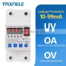 Adjustable Over Voltage Under Voltage Protector Automatic 63A 40A RCBO Lightning Surge Power Leakage Protector thumbnail-2