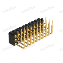 Dnenlink 2.54mm Pitch Triple Row H4.0mm Concave Contact Right Angle Female Header DIP Type PogoPin Header With Peg thumbnail-1