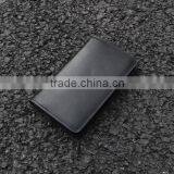 Black Genuine Nappa Leather Snap Buttons Men Mobile Phone Case Phone Purse Small Wallet With Card Slots thumbnail-2