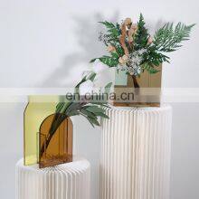 Wholesale Wedding New Clear Glass High Quality Cheap Nordic Colourful Acrylic Flower Vase thumbnail-2
