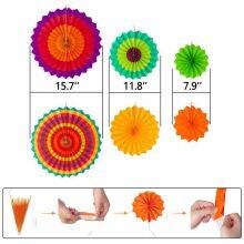 36pcs Christmas New Year Birthday Honeycomb Ball Pennant Paper String With Colorful Paper Fan Arrangement thumbnail-5