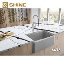 Widely Used Engineered Calacatta Quartz Artificial Stone Slab Solid Surface Polished for Hospital Mall Home Kitchen Table thumbnail-2