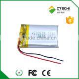 3.7v 502535 Polymer Li-ion Battery 400mAh for Portable Electronic Device