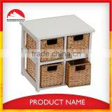 wooden storage cabniet with four boxes