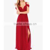 Women's Cute Dark Red V-Neck Dress thumbnail-1