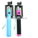 Foldable and extendable Cable selfiestick monopod with remote control shutter for most smartphone