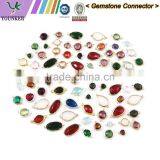 2016 New Design Hot Sale Zircon Faceted Pendant Glass Gold & Silver Bezel Paw Setting Gemstone Connectors for Jewelry Making. thumbnail-1