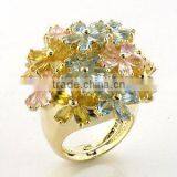 925 Silver Women Luxury Multi Flower Ring