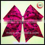 Fushia Lace Over Black Cheer Bow Silver Center Kid Hair Accessory thumbnail-1