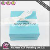 Custome Design Sky Blue Cardboard Box Gift Packaing, Gift Paper Box With White Ribbon thumbnail-2