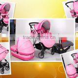 2015 Pink Baby Prams 3 in 1 ,with Big Carrycot ,3position Seat 5 Point Safety Belt With 2 Safet Lock.