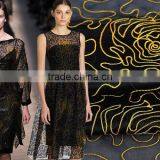 Black Gold 100% Silk Organza Embroidered Tulle Fabric thumbnail-4
