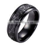 Engravable Tree of Life CZ Black Titanium Ring Black Zirconium Wedding Band thumbnail-4
