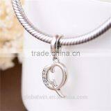 S067Q Globalwin 925 Sterling Silver Alphabet Letter Q Paved With Crystals Pendants Charms thumbnail-4