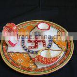 Marble Pooja Thali Plate Handicraft Religious Gift Decor Art And Craft Gallery Hindu God Puja Ganesha India thumbnail-2
