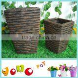 New Concept Wicker Fiberglass Flower Pot Planter for Garden Decoration thumbnail-1