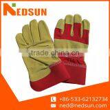 New Design Safety Yellow Pig Split Leather Gloves thumbnail-1