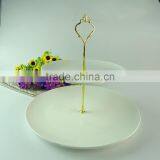 Wholesale Stock Porcelain Cake Stand With Handle , Two Tiers Porcelain Cake Stand for Weeding/party/daily Use thumbnail-1