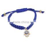 Rhinestone Hamsa Hand Charm Handwoven Cord Bracelet Friendship Bracelet thumbnail-5