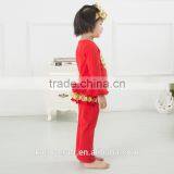 Fall Latest Boutique Girls Halloween Outfits With Pumpkin Wholesale Kids Cotton Orange Chevron Ruffle Pants Clothing Sets thumbnail-6