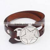 Wholesale Leather Charm Bracelet Brown Leather Wrap Bracelet With Vintage Tone Flower Charm Boho Exotic Leather Cuff Bracelet thumbnail-3