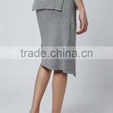 High Quality D-Ring Wrap Skirt Winter Grey Long Skirts Women Slit Office Wear Skirts thumbnail-5