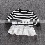 Striped Skirt Autumn New Korean Baby Skirt Spring and Autumn Children Stitching Lotus Leaf Dress thumbnail-3